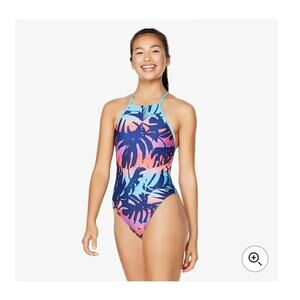 NWT Speedo Printed High Neck One Piece training swimsuit - ombre palm - 2 / 28